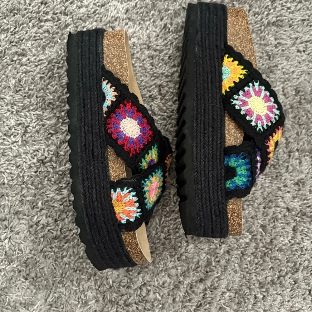 Nordstrom Black Crochet Platform Sandals